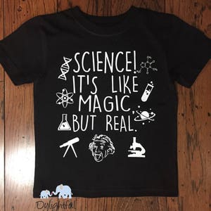 Science its like magic but real kids shirt in black image 1