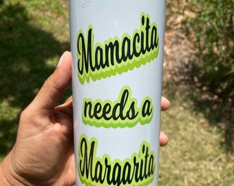 Mamacita needs a margarita stainless steel 20oz tumbler w slide lid and both metal and plastic straw margarita lime design summer tumbler