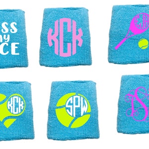 Monogram personalized unisex sweatbands wristbands perfect for any sport this listing is for ONE SWEAT BAND  can be customized light blue