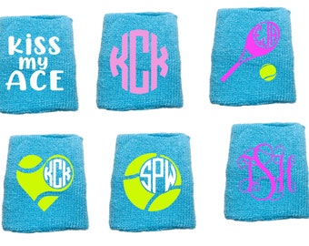 Monogram personalized unisex sweatbands wristbands perfect for any sport this listing is for ONE SWEAT BAND  can be customized light blue