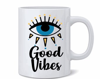 Boze oog Mal de ojo derde oog Good vibes 15 oz koffiemok