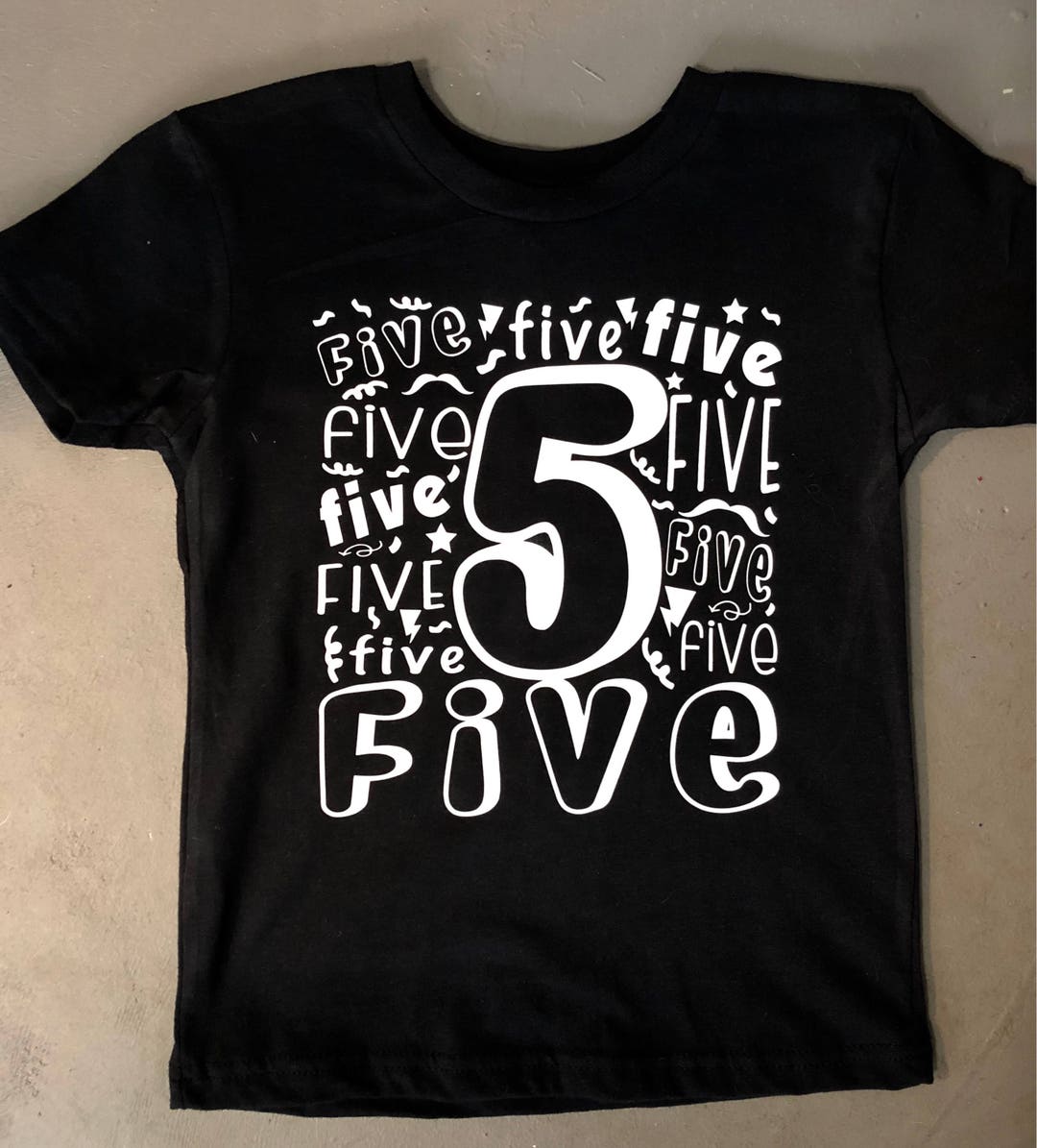 Five Geburtstag Shirt In Schwarz Mit Wei Er Schrift Etsy De
