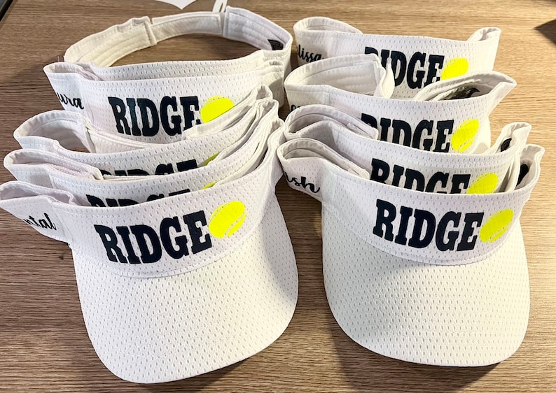 Mesh athletic Tennis visors perfect for day league tennis usta league team names on the side of the visor done in HTV NOT EMBROIDERED image 3