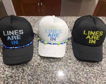 Foam trucker hat with lines are in design colors are customized tennis team day league usta doubles tennis player doesn’t include hat chain