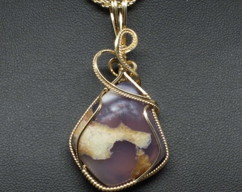 Cloud Amethyst Gemstone Pendant, Natural Amethyst Necklace, Handmade 14k Gold Filled Wire Wrap Stone, Amethyst Jewelry, Amethyst Pendant