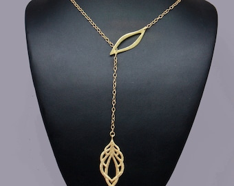 Gold Lariat Necklace, Long Necklace, Adjustable Chain Lariat Necklace Woman, Boho Necklace, Minimalist Necklace, Simple Y Necklace