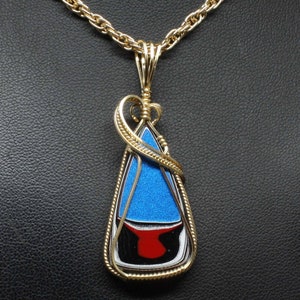 Fordite Pendant, Recycled Fordite Detroit Agate Necklace, Handmade 14k Gold Filled Wire Wrapped Fordite Jewelry