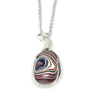 Fordite Pendant, Recycled Fordite Detoit Agate Necklace, Handmade Sterling Silver Wire Wrapped Fordite Jewelry image 6