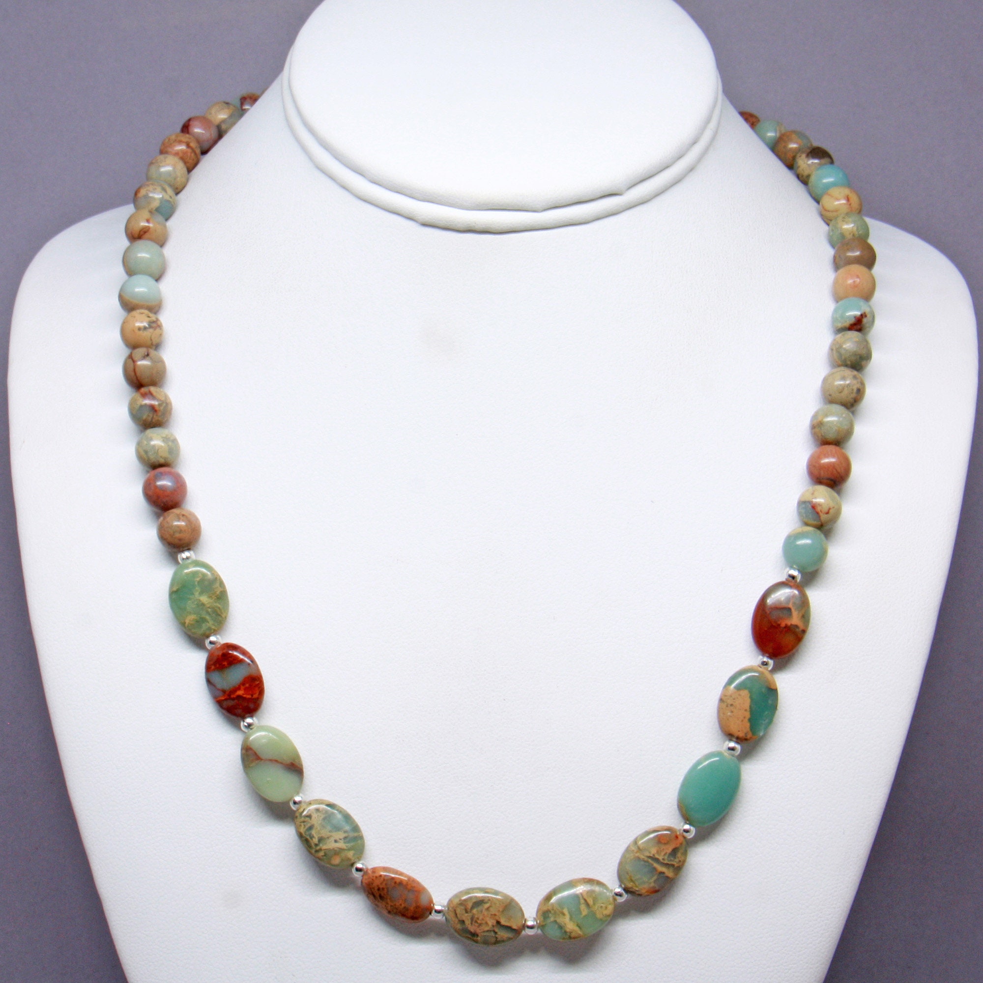 African Opal Beaded Necklace W/earrings Handmade Statement - Etsy
