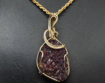 Natural Amethyst Quartz Gemstone Pendant, Quartz Crystal Necklace, 14k Gold Filled Wire Wrapped, Handmade Amethyst Jewelry Amethyst Pendant