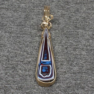 Fordite Pendant, Recycled Fordite Detroit Agate Necklace, Handmade 14k Gold Filled Wire Wrapped Fordite Jewelry image 3