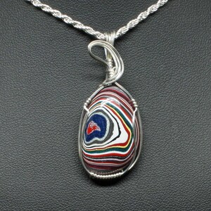 Fordite Pendant, Recycled Fordite Detoit Agate Necklace, Handmade Sterling Silver Wire Wrapped Fordite Jewelry image 1