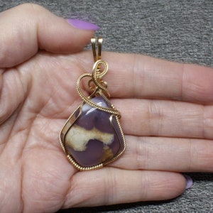 Cloud Amethyst Gemstone Pendant, Natural Amethyst Necklace, Handmade 14k Gold Filled Wire Wrap Stone, Amethyst Jewelry, Amethyst Pendant image 4