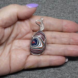 Fordite Pendant, Recycled Fordite Detoit Agate Necklace, Handmade Sterling Silver Wire Wrapped Fordite Jewelry image 4