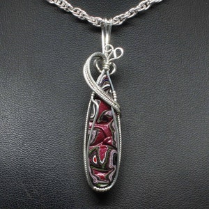 Fordite Pendant, Recycled Fordite Detoit Agate Necklace, Handmade Sterling Silver Wire Wrapped Fordite Jewelry