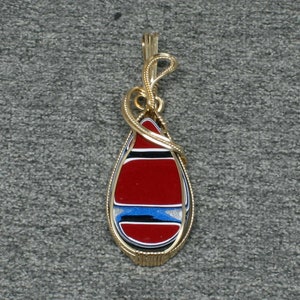 Fordite Necklace, Recycled Fordite Detroit Agate Pendant, Handmade 14k Gold Filled Wire Wrapped Fordite Jewelry image 3