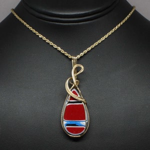 Fordite Necklace, Recycled Fordite Detroit Agate Pendant, Handmade 14k Gold Filled Wire Wrapped Fordite Jewelry image 2