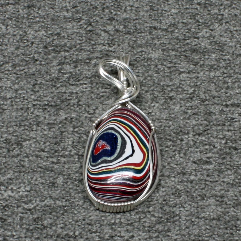 Fordite Pendant, Recycled Fordite Detoit Agate Necklace, Handmade Sterling Silver Wire Wrapped Fordite Jewelry image 3