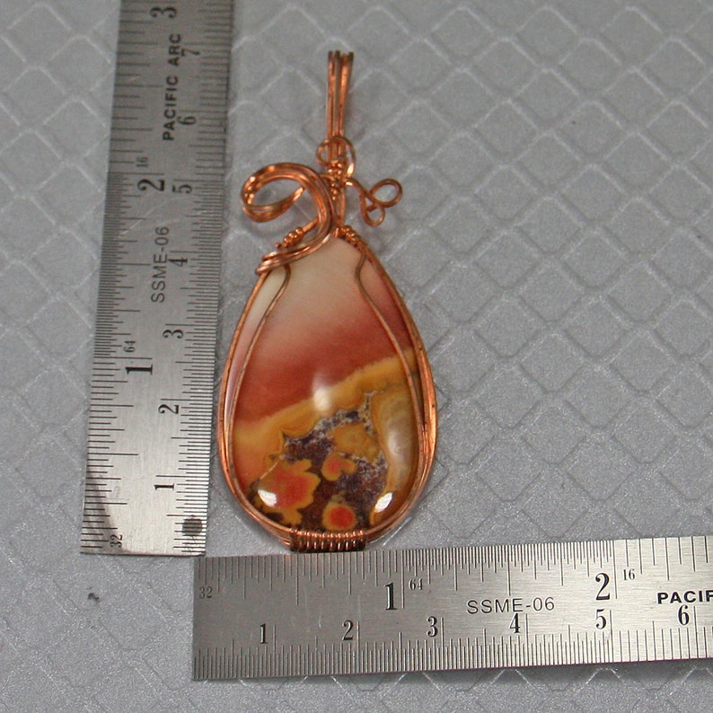 Handmade Wire Wrap Jewelry Necklace Pendant Copper Wire Wrap Pendant Natural Stone Necklace Cobra Jasper Stone Pendant
