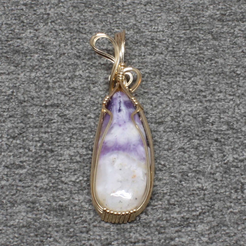 Natural Mexican Opal Gemstone Pendant, Purple Opal Necklace, 14K Gold Fill Wire Wrapped, Handmade Opal Jewelry Pendant Necklace Women image 3