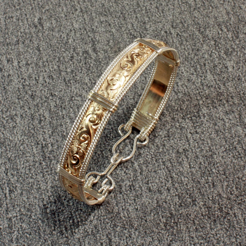 14k Gold and Sterling Bracelet Women Wire Wrap Bracelet Gold | Etsy