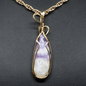 Natural Mexican Opal Gemstone Pendant, Purple Opal Necklace, 14K Gold Fill Wire Wrapped, Handmade Opal Jewelry Pendant Necklace Women image 1