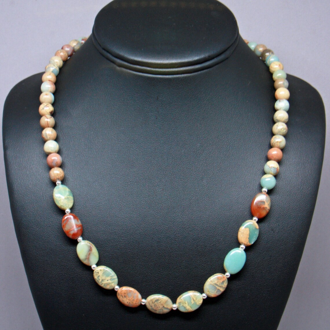 African Opal Beaded Necklace W/earrings Handmade Statement Etsy
