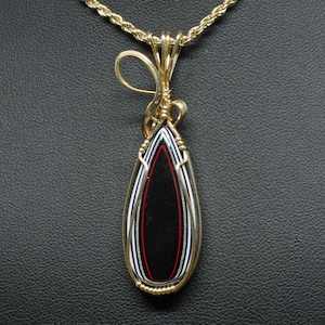 Fordite Pendant, Recycled Fordite Detroit Agate Necklace, Handmade 14k Gold Filled Wire Wrapped Fordite Jewelry