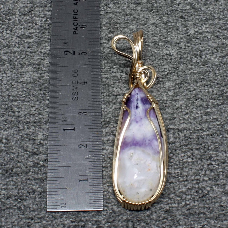 Natural Mexican Opal Gemstone Pendant, Purple Opal Necklace, 14K Gold Fill Wire Wrapped, Handmade Opal Jewelry Pendant Necklace Women image 5