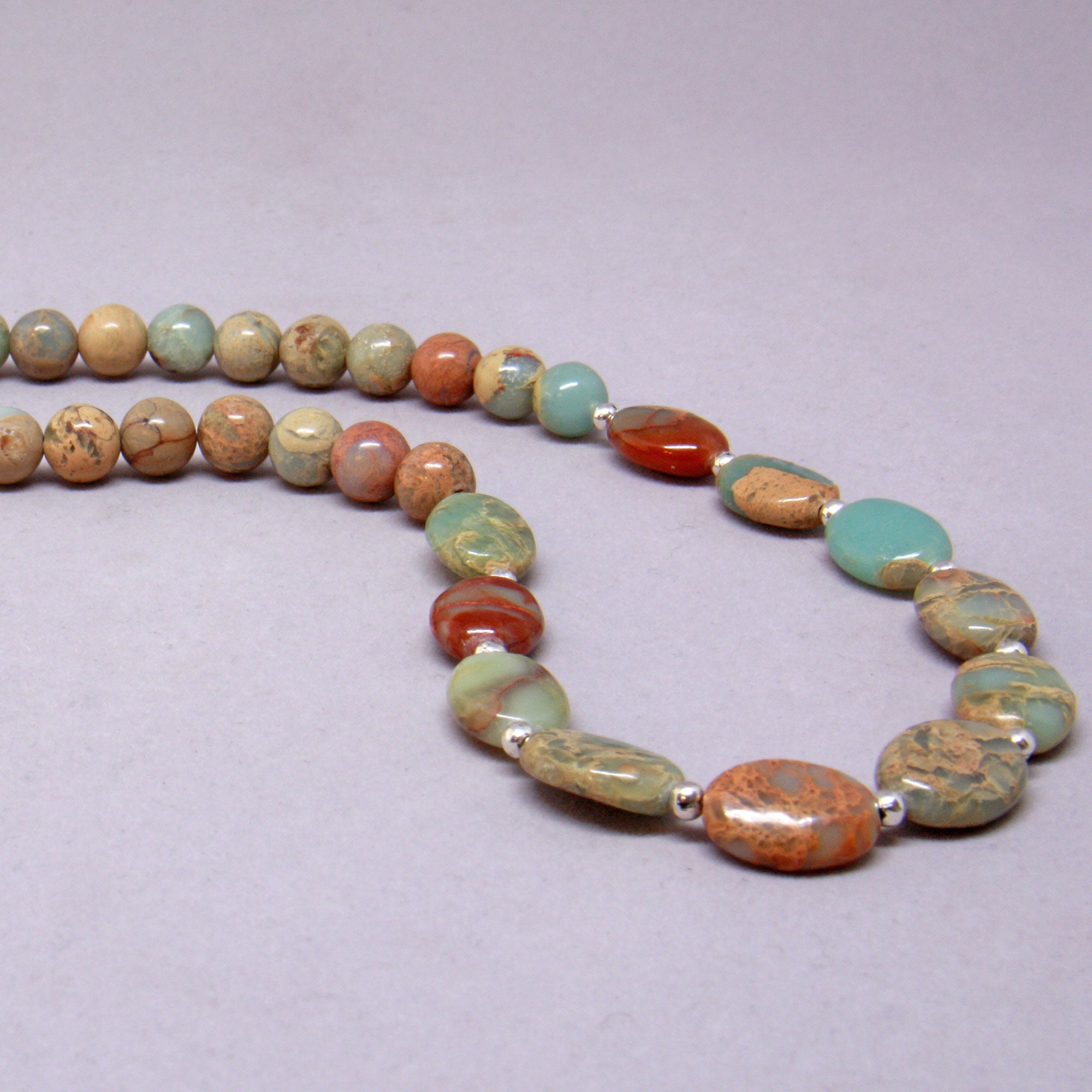 African Opal Beaded Necklace W/earrings Handmade Statement Etsy