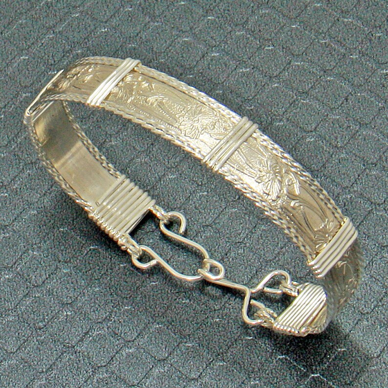 Sterling Silver Wire Wrap Bracelet Sterling Silver Bracelet Women Wire Wrapped Jewelry Wire Wrap Bangle Personalize .925 Bracelet Bangle