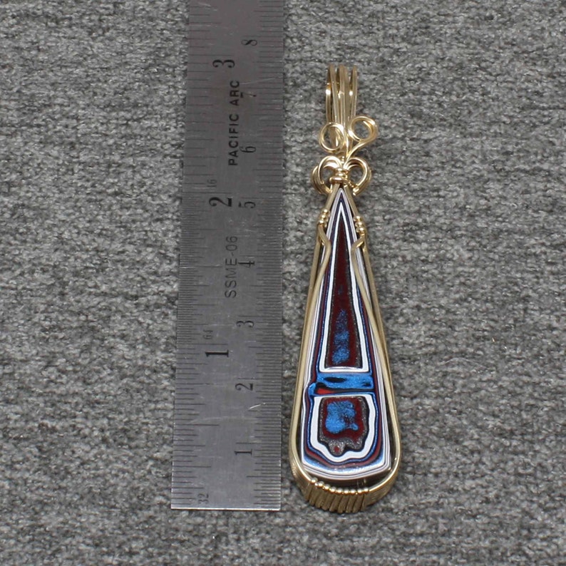 Fordite Pendant, Recycled Fordite Detroit Agate Necklace, Handmade 14k Gold Filled Wire Wrapped Fordite Jewelry image 5