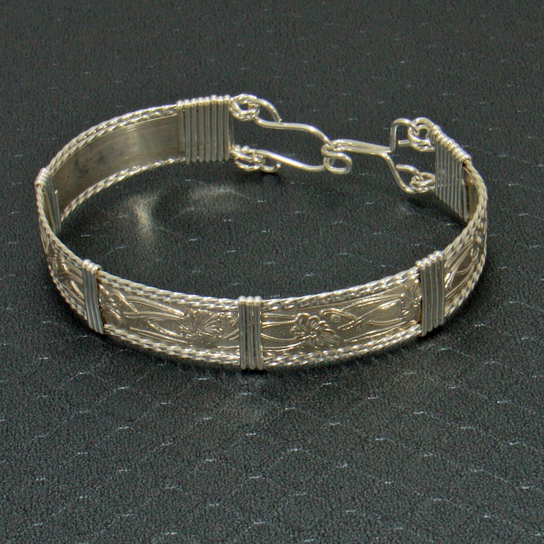 Sterling Silver Wire Wrap Bracelet Sterling Silver Bracelet Women Wire Wrapped Jewelry Wire Wrap Bangle Personalize .925 Bracelet Bangle
