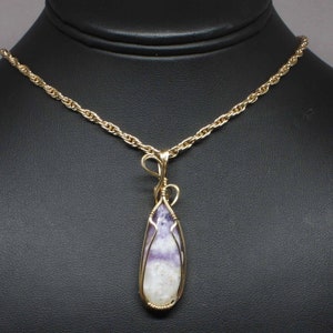 Natural Mexican Opal Gemstone Pendant, Purple Opal Necklace, 14K Gold Fill Wire Wrapped, Handmade Opal Jewelry Pendant Necklace Women image 2