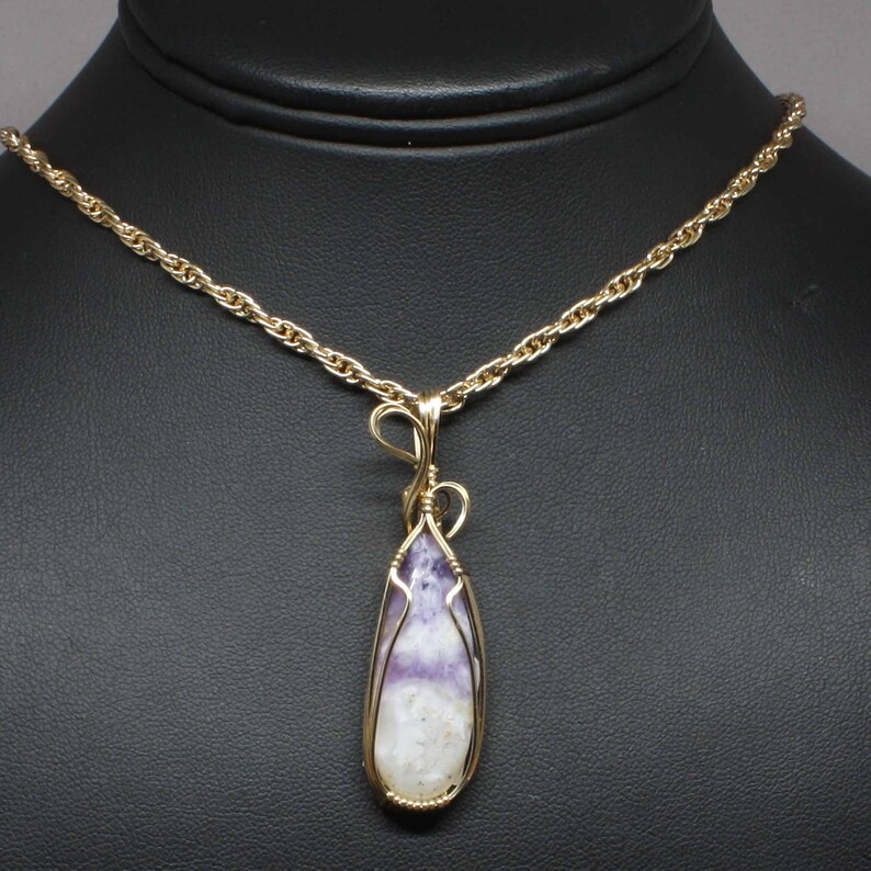 Natural Mexican Opal Gemstone Pendant, Purple Opal Necklace, 14K Gold Fill Wire Wrapped, Handmade Opal Jewelry Pendant Necklace Women image 2