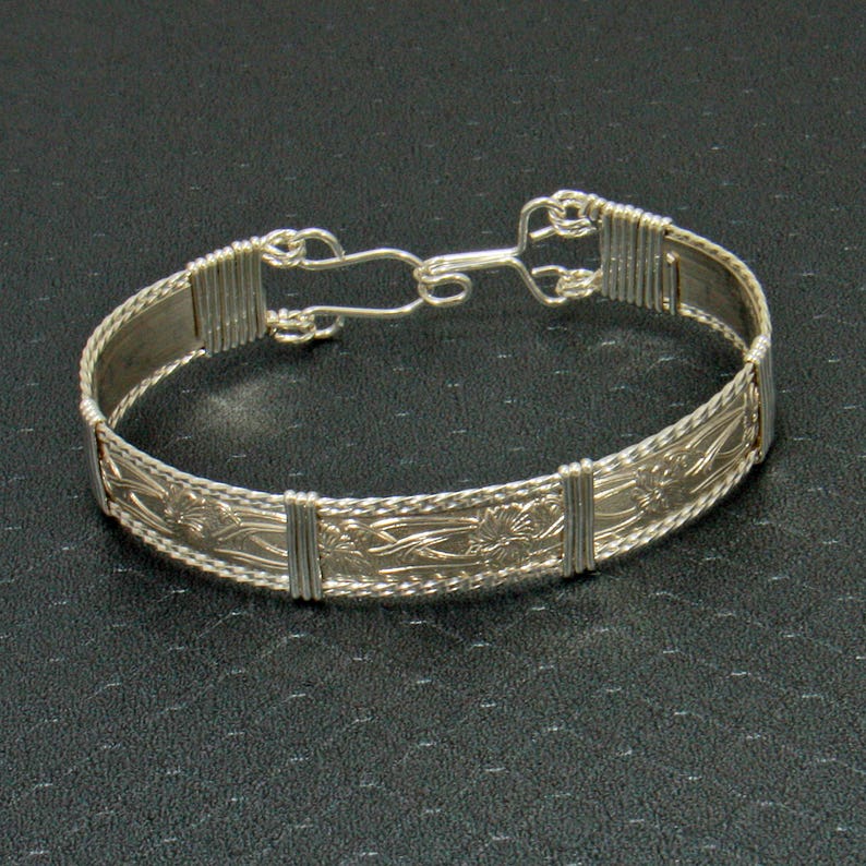 Sterling Silver Wire Wrap Bracelet Sterling Silver Bracelet Women Wire Wrapped Jewelry Wire Wrap Bangle Personalize .925 Bracelet Bangle