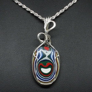 Fordite Pendant, Recycled Fordite Detoit Agate Necklace, Handmade Sterling Silver Wire Wrapped Fordite Jewelry