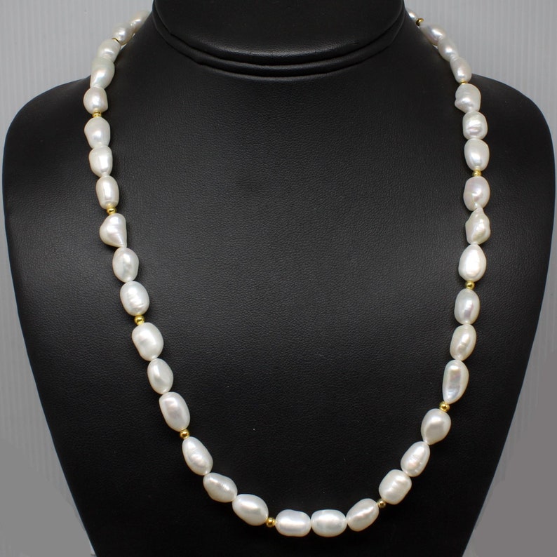 Freshwater Baroque Pearl Necklace w/Earrings, Handmade Statement Necklace for Women, Pearl Jewelry Set image 2