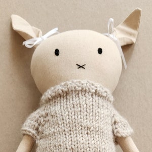 Handmade Doll Bunny Rabbit Heirloom Linen New Baby Gift Birthday Gift Shower Gift Nursery Easter image 1