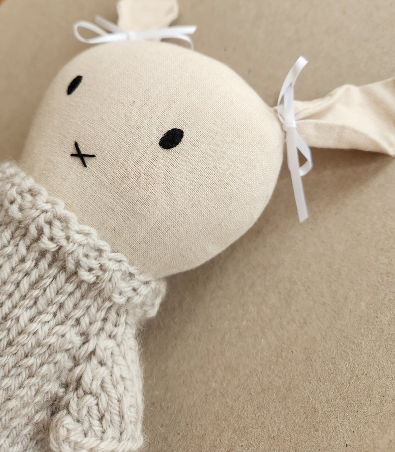 Handmade Doll Bunny Rabbit Heirloom Linen New Baby Gift Birthday Gift Shower Gift Nursery Easter image 5