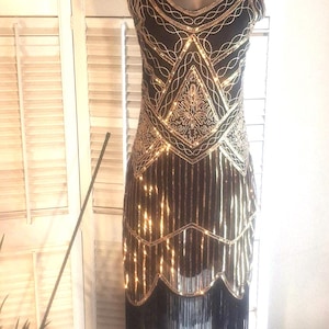 boho 1920s dress BABEYOND Round Handmade Beaded Neck Short Flapper Costumes, Gorgeous 1920s Fashion Bridesmaid Dress, Champagne, Size 6