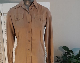 Vintage 30s 40s Blouse w/Pockets /Neutral Color / S