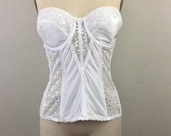NWT WHITE LACE GARTER CARNIVAL BUSTIER BRA SIZE 36 D COSTUME DANCER