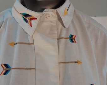 Vintage des années 90 Unique amérindien / chemise pour femme du sud-ouest des États-Unis / t 8