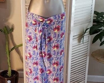 Jeanne Englhart Flax Rayon Wrap Skirt/Dress Great Print  s/m