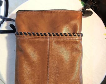 Crossbody Bag / Brown leather / Black Whipstitch / Tassel / IlI New York