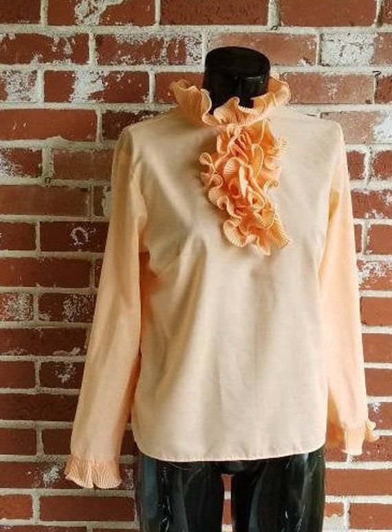 Vintage 60s/70s Blouse Pastel Ruffled Mod S - image 1