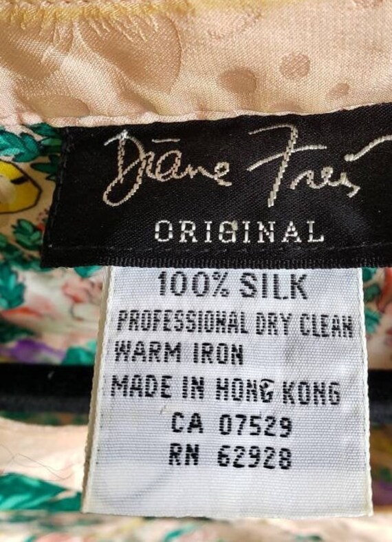Vintage 80s Diane Freis Silk Top Blouse Puffy Sle… - image 4