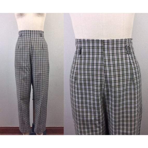 Vintage 1950s 60s Plaid Cigarette Pants Rockabilly