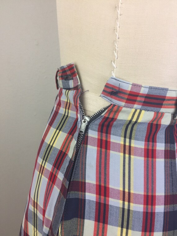60s Pleated Plaid Skirt (XS)
